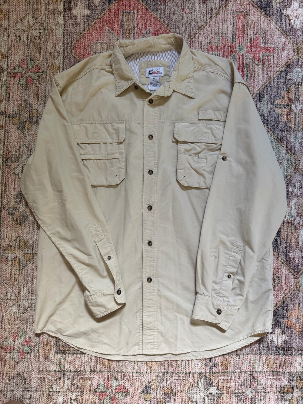 Men’s World Wide Sportsman Nylon Angler Long Sleeve Shirt Size XL